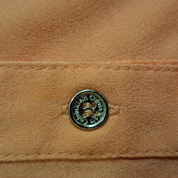 🪔Size L Calvin Klein Orange long sleeve blouse Gold Engraved CK buttons classic - Picture 5 of 7